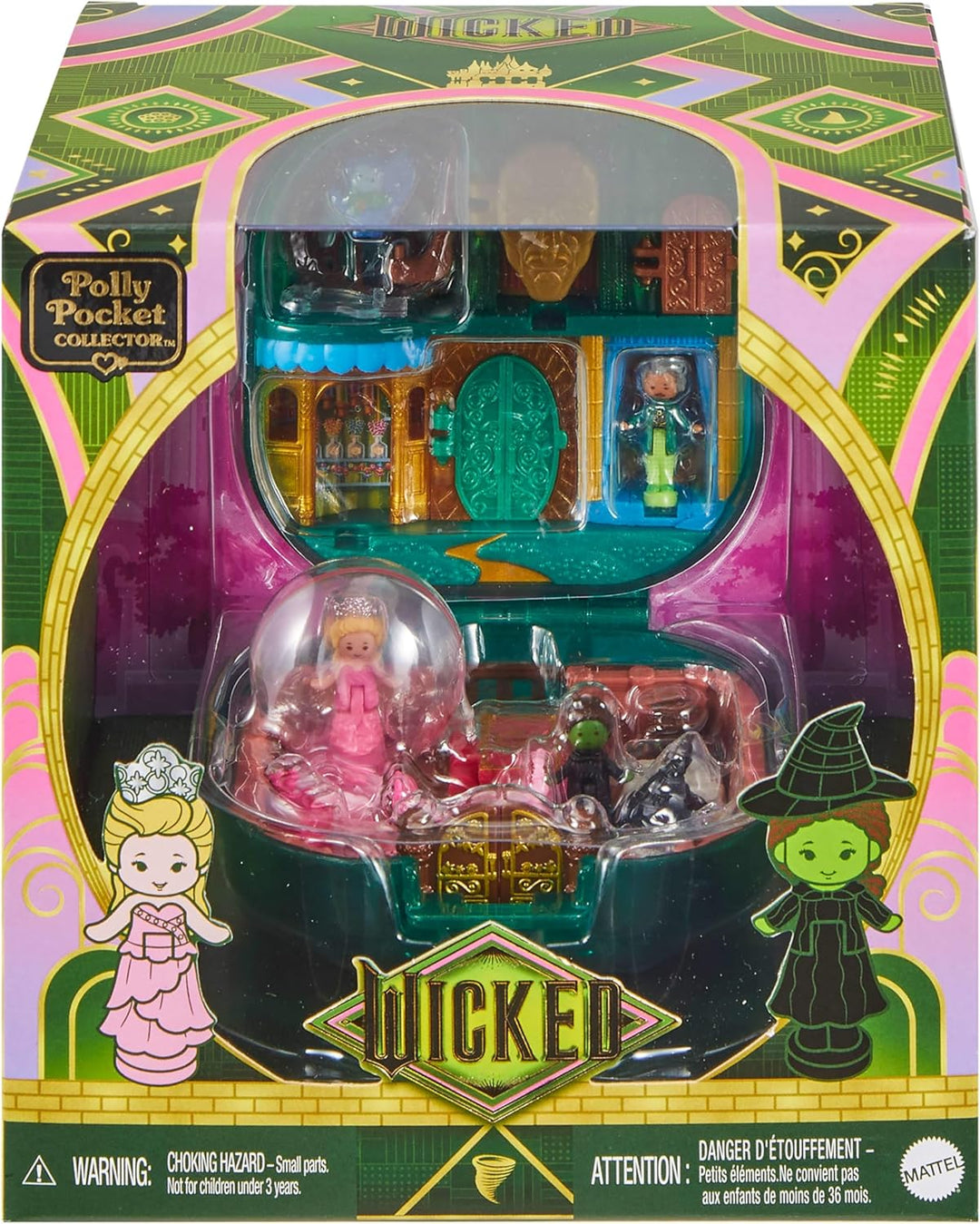 Polly Pocket x Wicked Sammler-Schatulle, Mikropuppen und Spielset, 2 thematische Zubehörteile, ikon