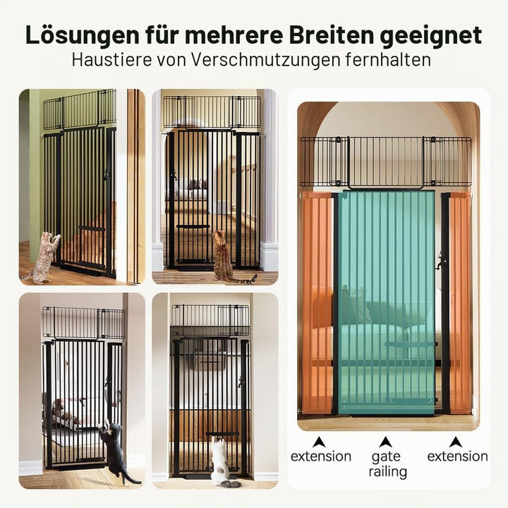 COMOMY 180 cm Extra Hoch Türgitter Katze/Hund, 75-103 cm Extra Breit Türschutzgitter mit Verstellbar