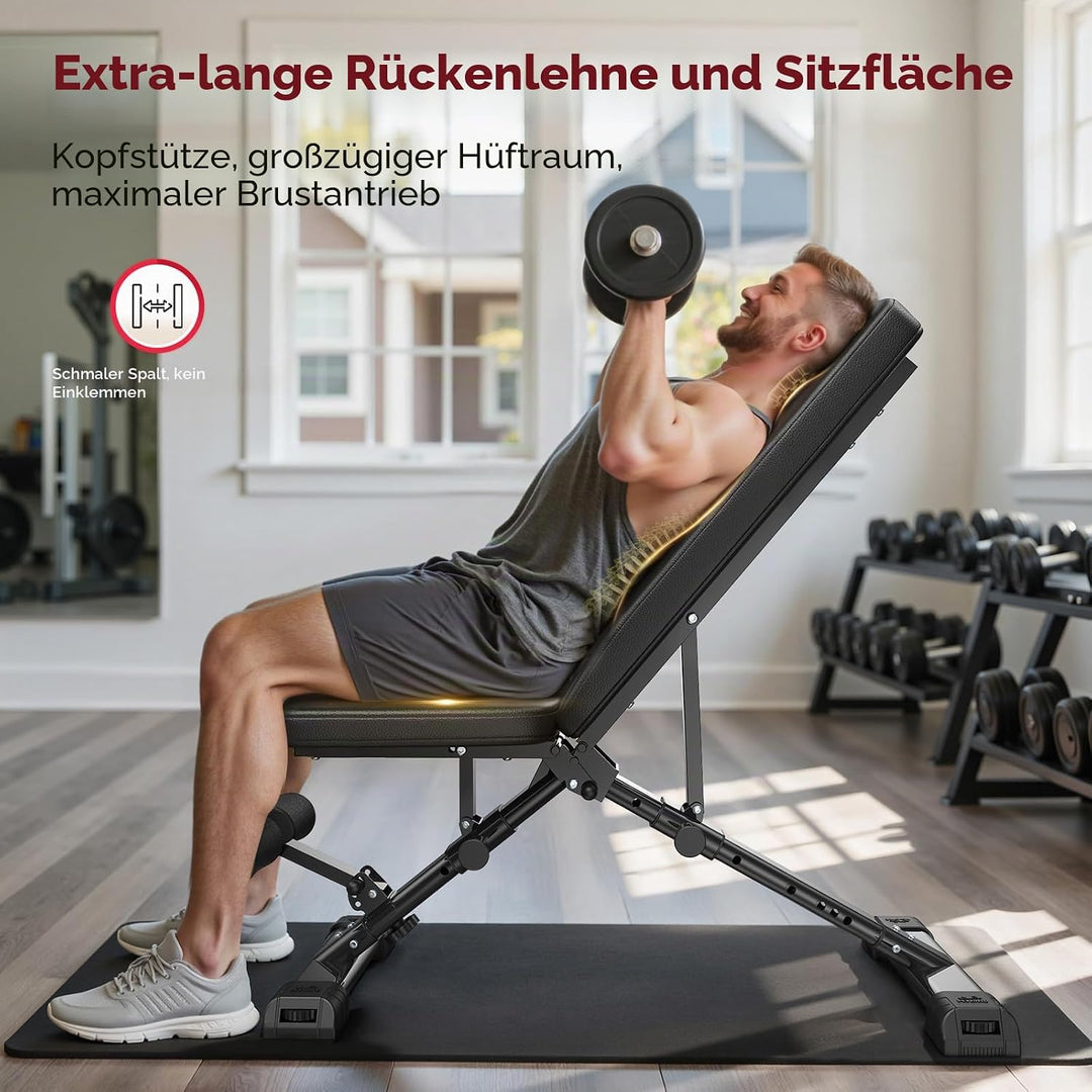 FLYBIRD Hantelbank, verstellbare Krafttrainingsbank für Ganzkörpertraining mit schnellem Zusammenkla