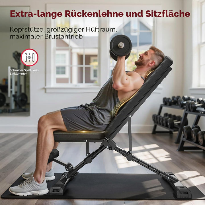 FLYBIRD Hantelbank, verstellbare Krafttrainingsbank für Ganzkörpertraining mit schnellem Zusammenkla