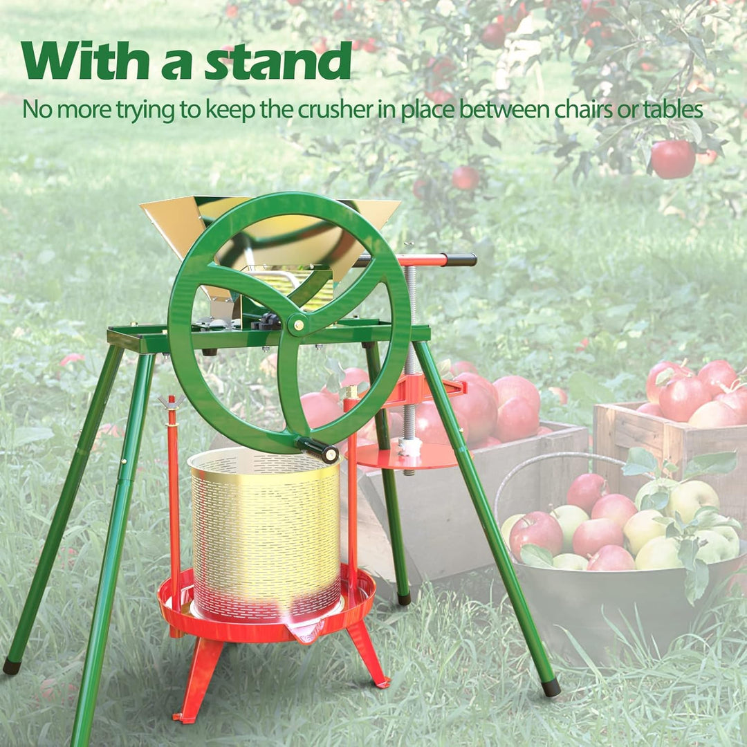 SQUEEZE master 7L Obstmühle Mit Ständer Obstmuser Obsthäcksler Beerenmühle mit Handkurbel mit Edelst