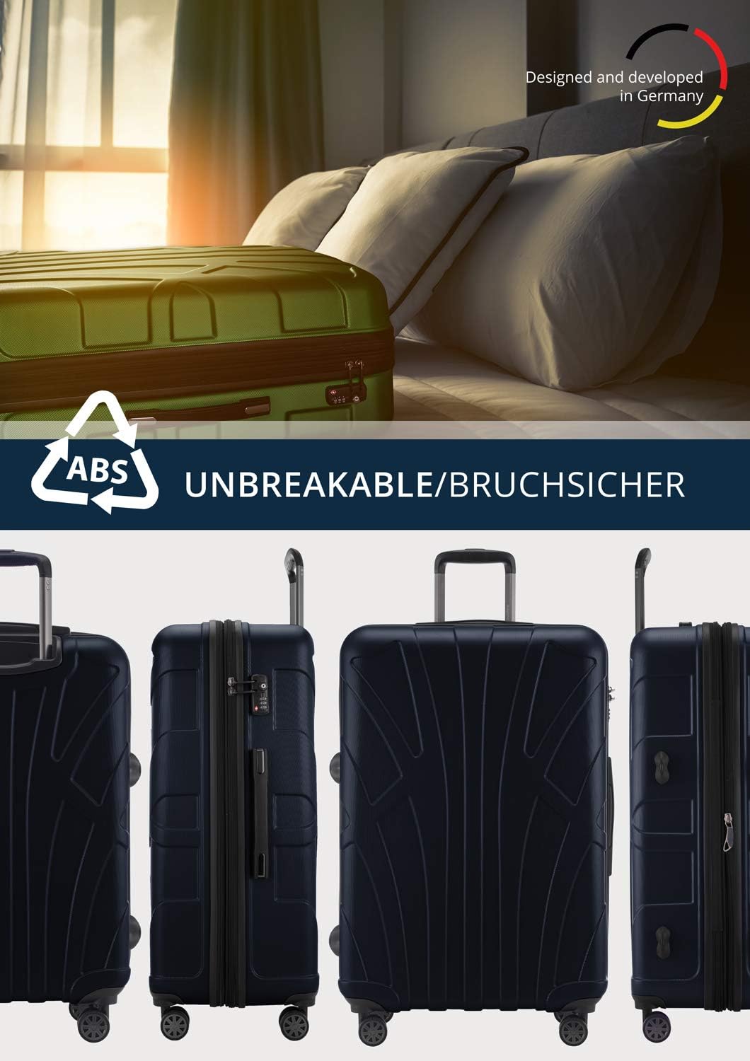 suitline - Grosser Hartschalen-Koffer Koffer Trolley Rollkoffer XL Reisekoffer, TSA, 76 cm, ca. 96-1