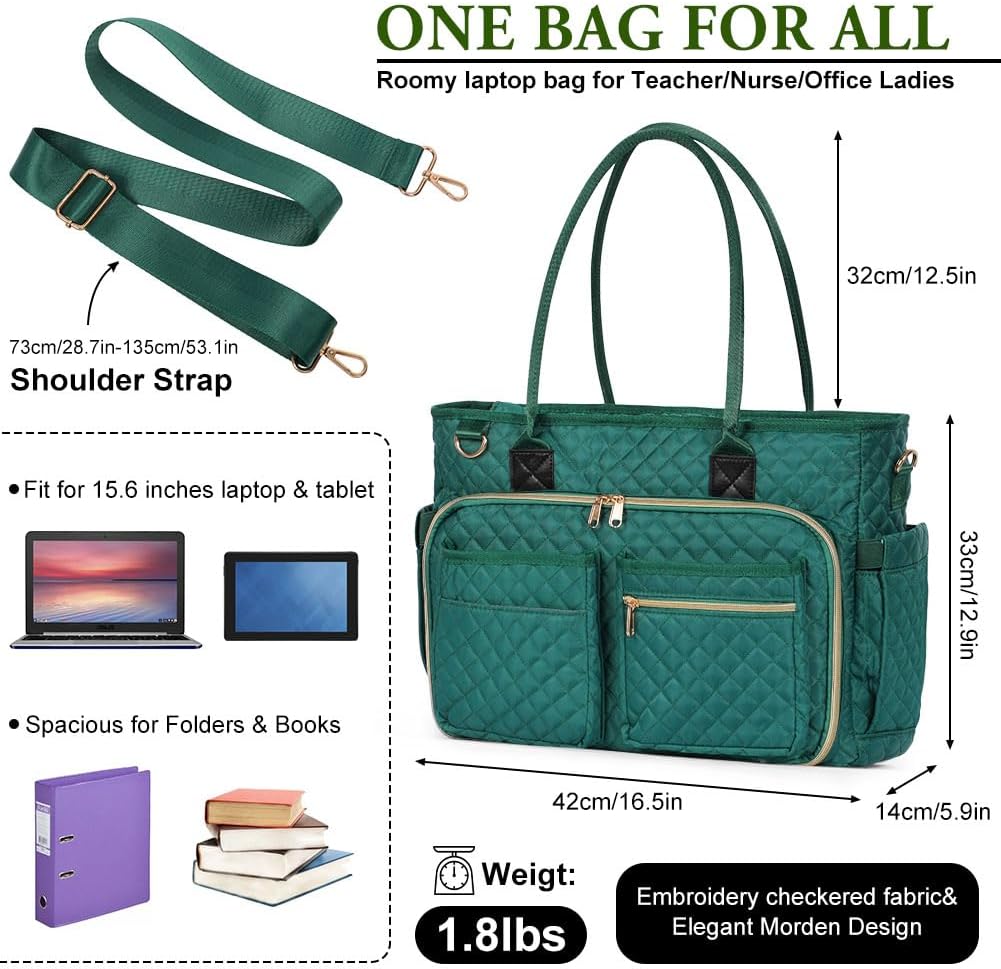 Laptoptasche Damen 15,6 Zoll Lehrertasche Gross Aktentasche Tasche mit 2 Seitentaschen, Notebooktasc