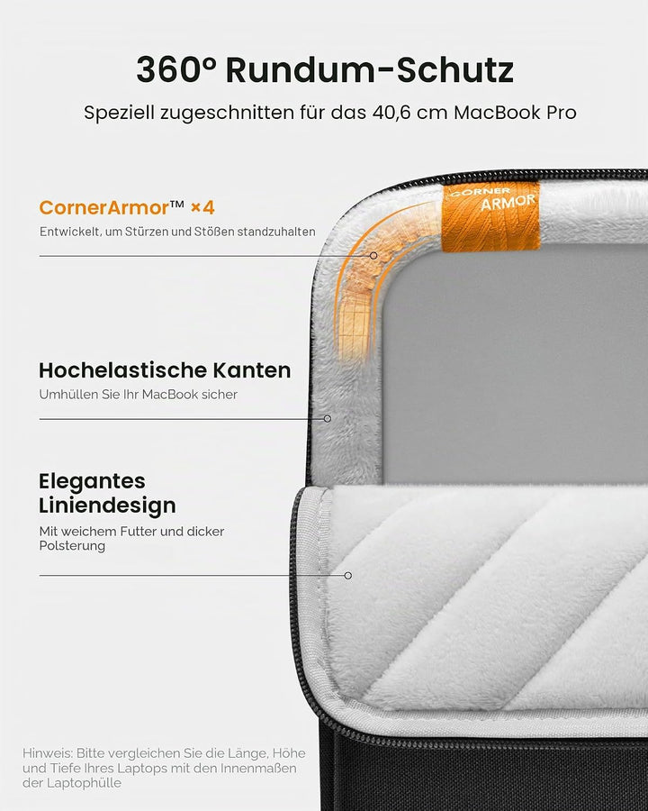 tomtoc 360° Schutzhülle Laptop Hülle für 16 Zoll MacBook Pro M3/M2/M1 Pro/Max A2991 A2780 A2485 A214