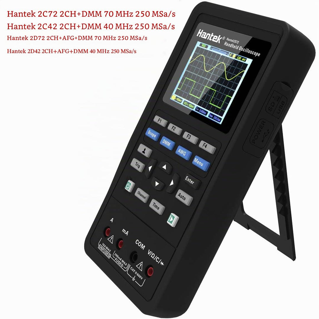 Hantek 2D72 3 in 1 Digital Oszilloskop Wellenformgenerator Multimeter USB tragbar 2 Kanäle 70 MHz 25