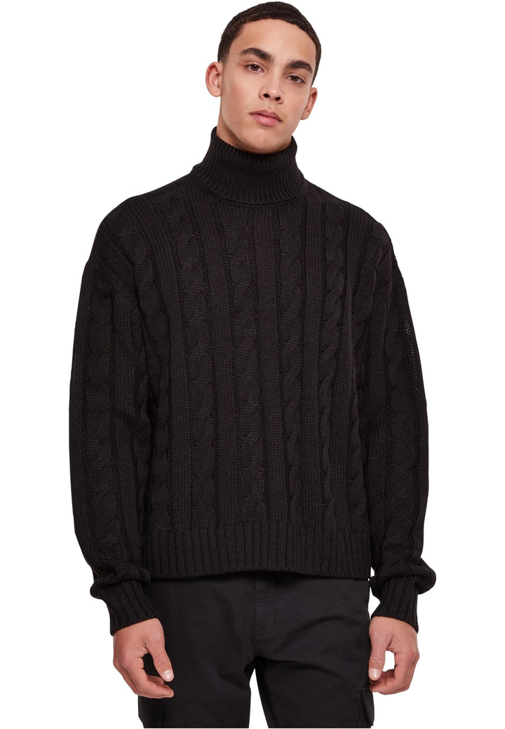 Urban Classics Herren Boxy Roll Neck Sweater Sweatshirt, Schwarz
