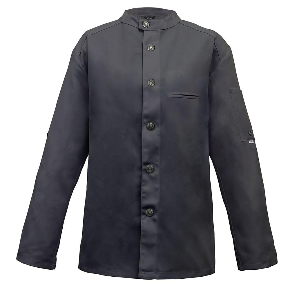 Exner Koch-Jacke im Bikerstyle, Langarm, Druckknöpfe, Baumwoll-Mischgewebe Graphit M, Graphit M