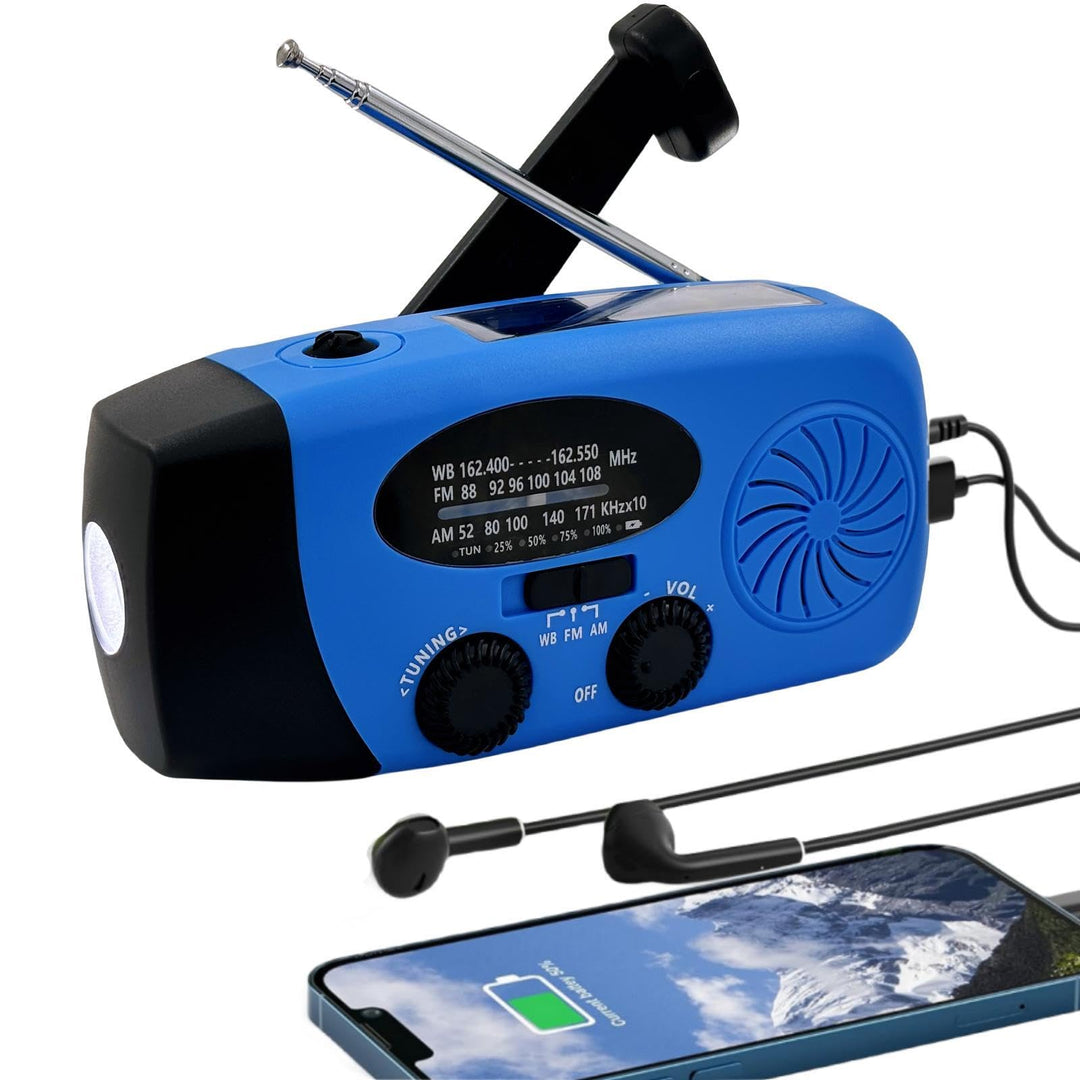 Solarradio zum Aufziehen, 5000 mAh, Notfallkurbel, Wetterradio, Solarradio mit Taschenlampe, NOAA/FM