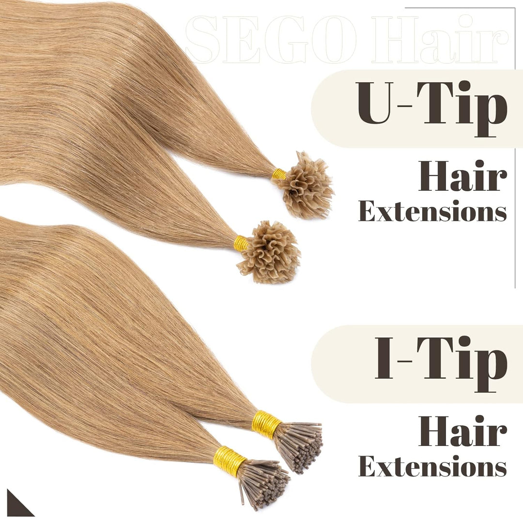 SEGO Extensions Echthaar Bondings Haarverlängerung Keratin U-Tip Human Hair 100 Strähnen Honigblond#