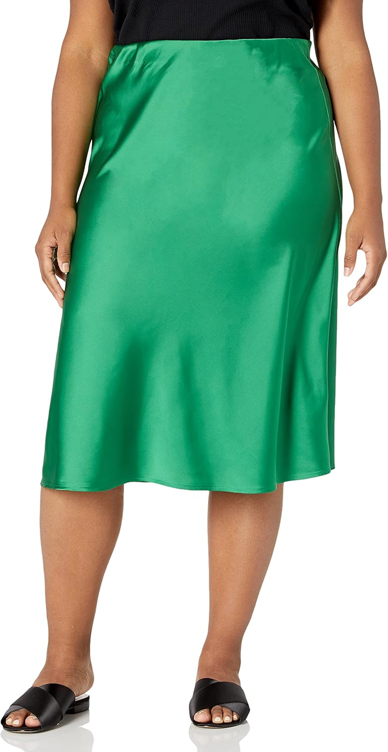 The Drop Damen Maya Rock, seidiger Slip-Skirt-Stil XXL Grosse Grössen Smaragdgrün, XXL Große Gr