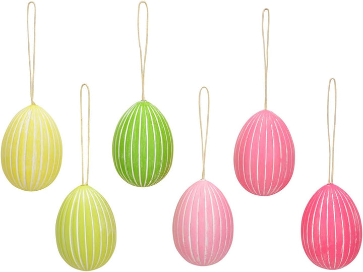 levandeo 24er Set Deko Eier Hängedeko Ostern Rosa Gelb Grün Pink Ostereier zum Aufhängen Osterdeko D