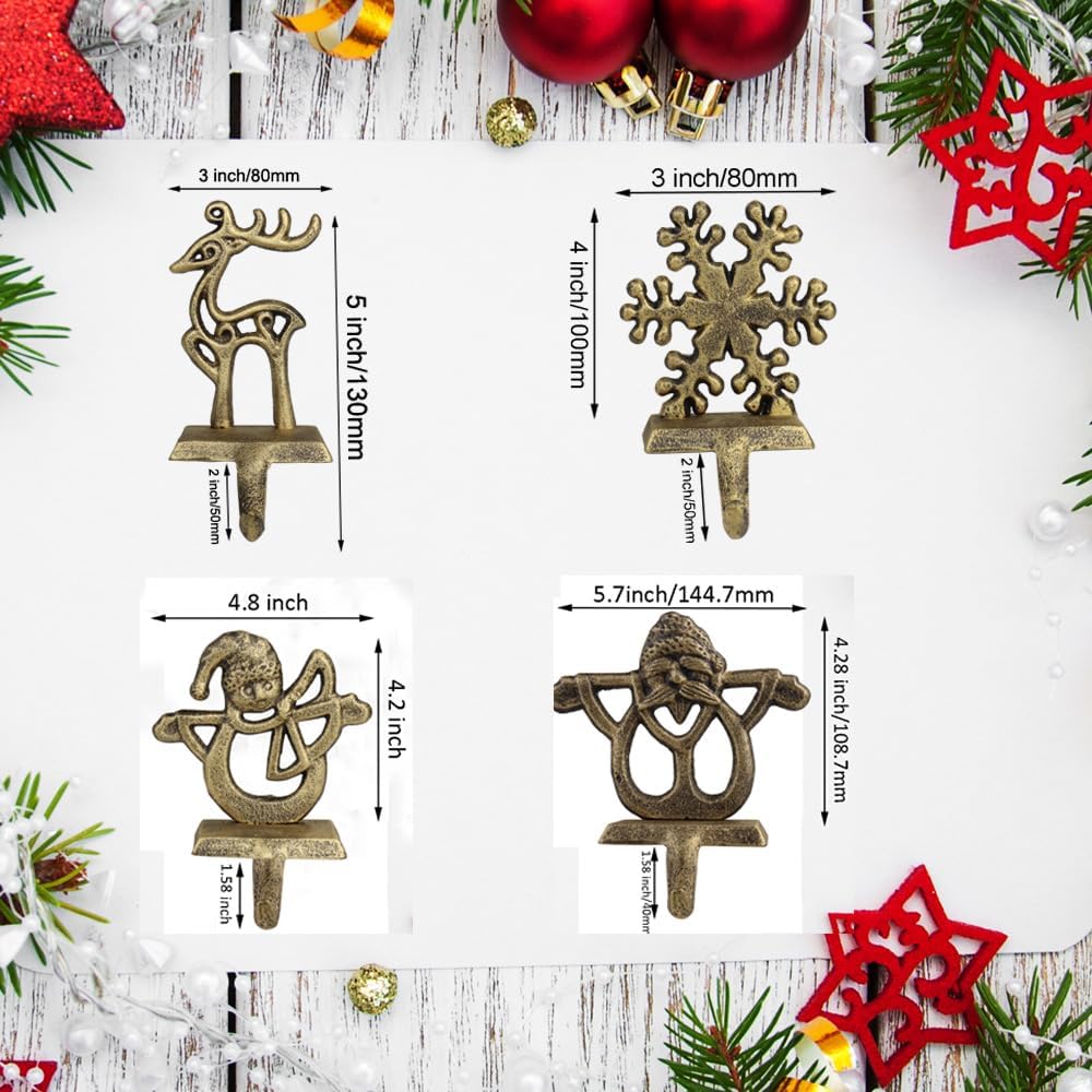 YWZHENYU 4 Stück Weihnachtsstrumpfhalter, langlebige Strumpfaufhänger Haken für Kaminsims, Kamin, Sc