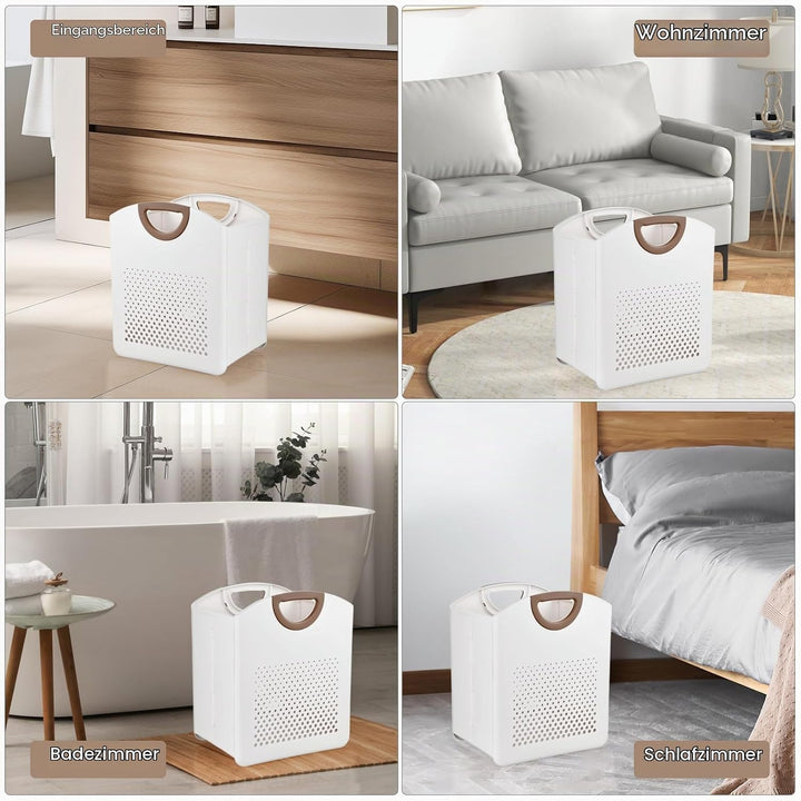 Wäschekörbe Faltbar, Wandmontage 27 Liter Wäschesammler mit Griff, Robust Plastik Material Wäschekor