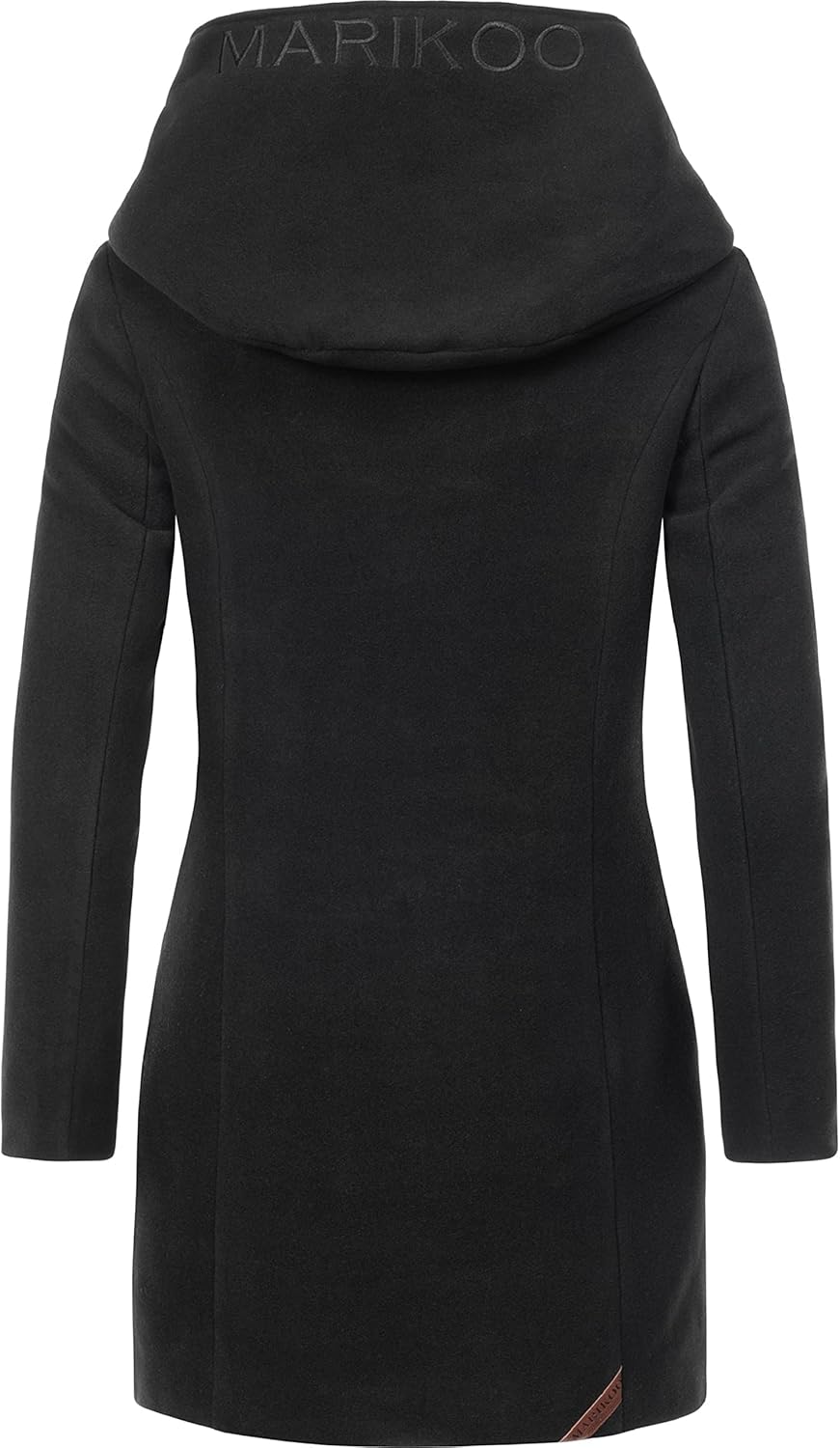 MARIKOO Damen Mantel in Wolloptik Warmer Trenchcoat mit Kapuze Maikoo XS-5XL S Schwarz, S Schwarz