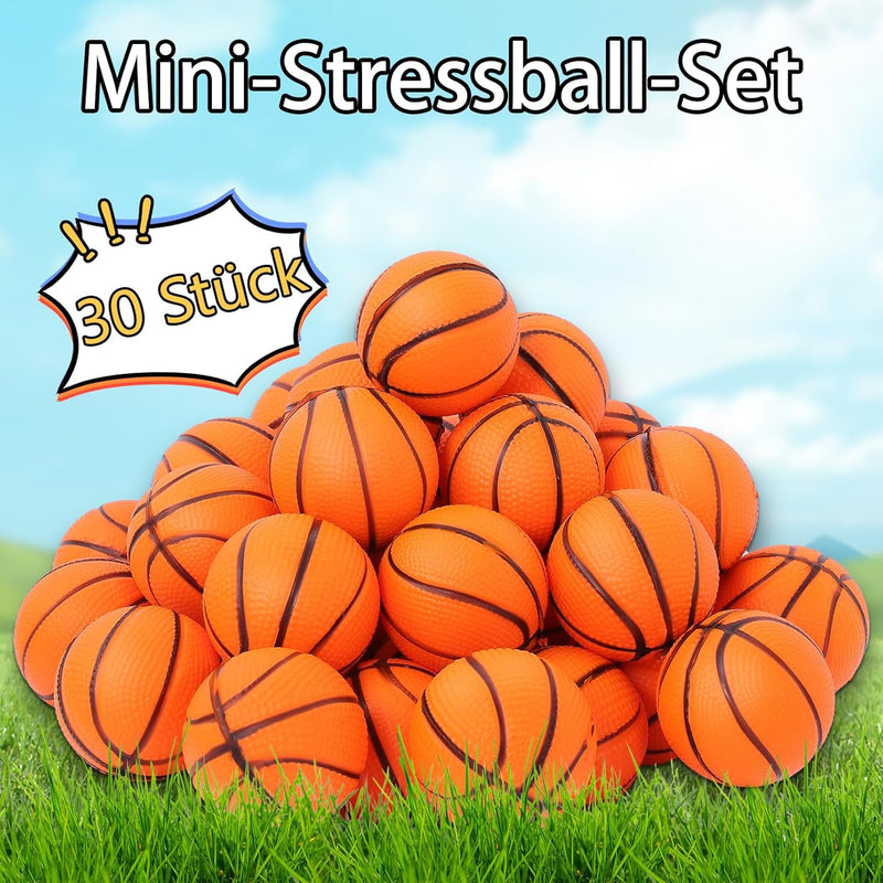 Cptoion Mini-Basketball-Stressbälle, 30 Stück Mini Basketball für Kinder, 4 cm Sportbälle Basketball