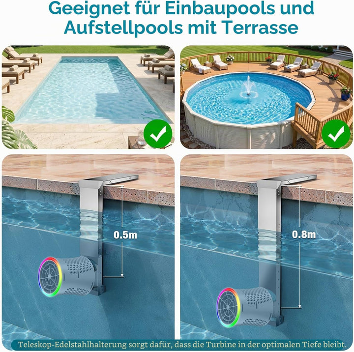 Gegenstromanlage Pool, Schwimmtrainer mit einstellbarer Wasserströmung, 24V Niederspannung Pool Strö