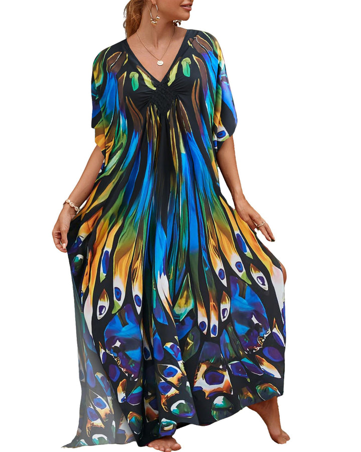 Bsubseach Frauen Plus Grösse Kaftan Kleid Badeanzug Druck Kaftan Strand Cover Up Kleid Schmetterling