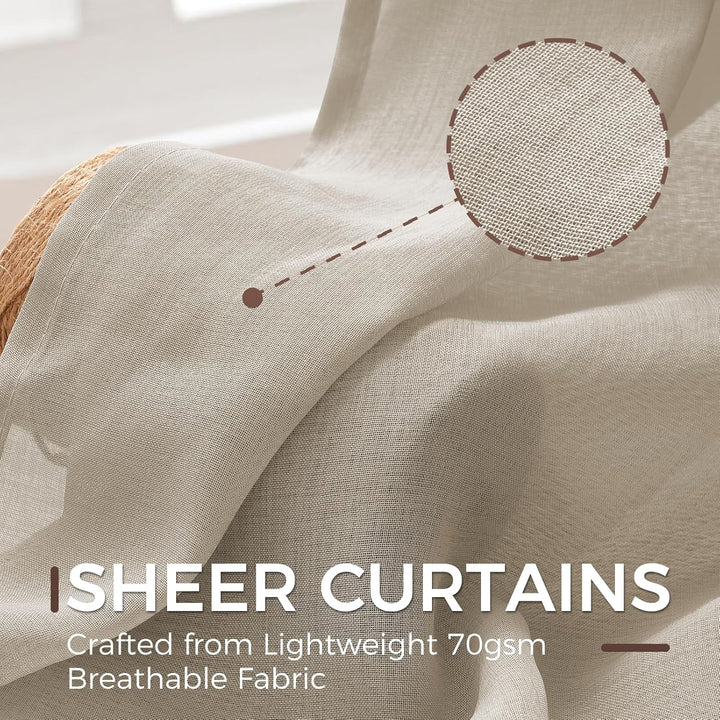 MRTREES Stores Gardine Beige Wohnzimmer Gardinen modern Schlaufenschal 2er Set 122×140cm (H×B) Vorhä