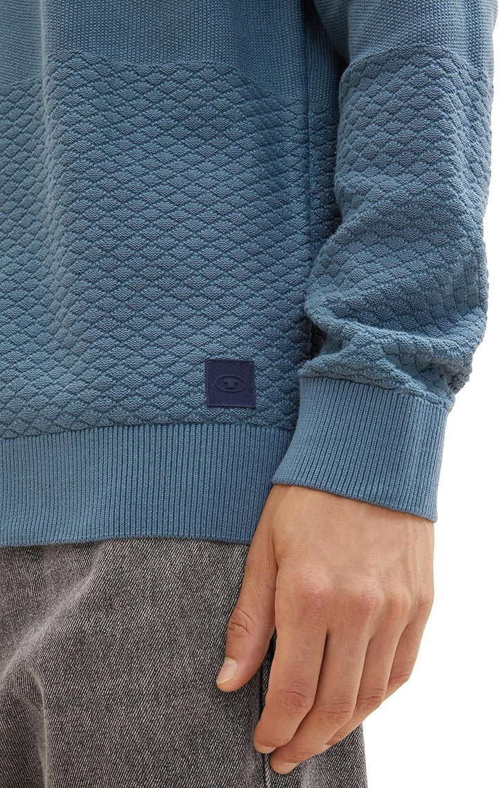 TOM TAILOR Herren Crewneck Strickpullover aus Baumwolle M 32506 - Dusty Dark Teal, M 32506 - Dusty D