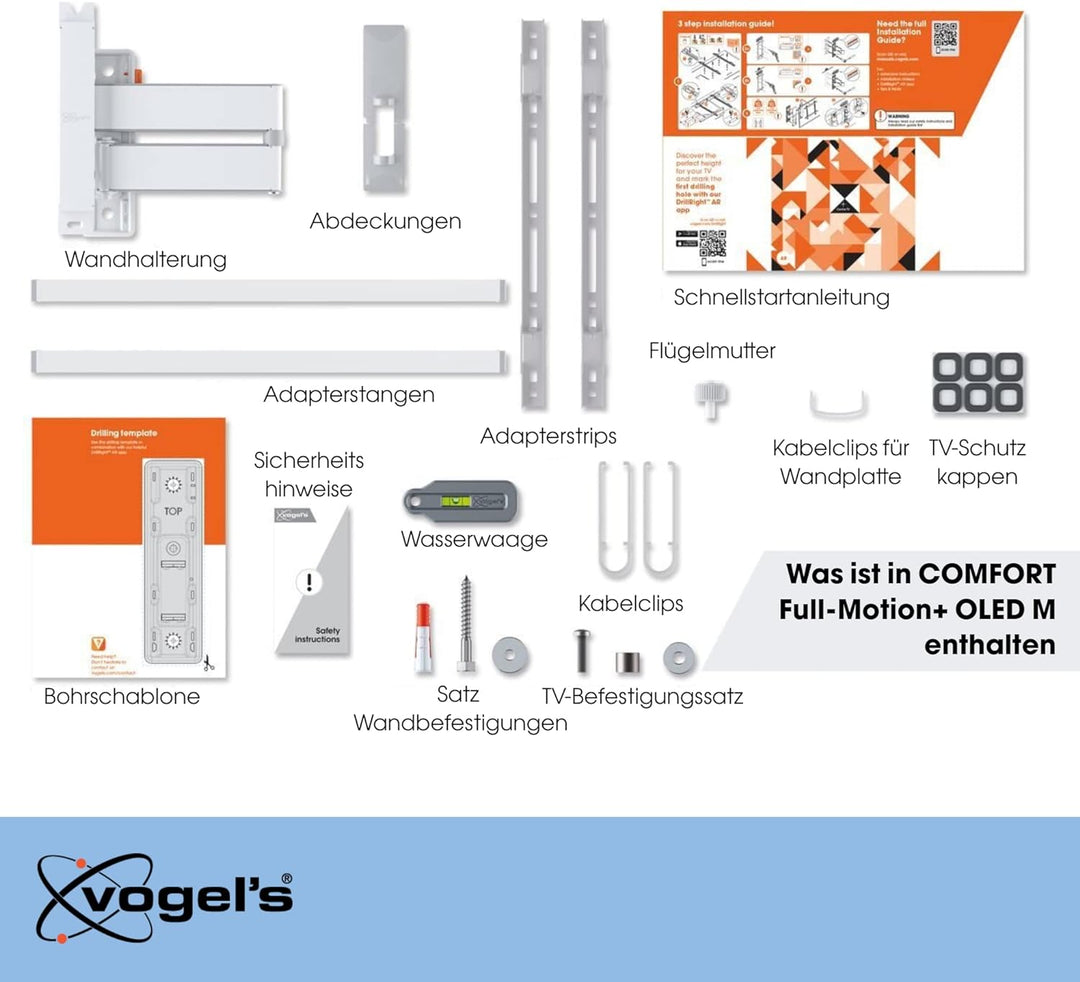 Vogel's Comfort TVM 3645 Hochwertige Schwenkbare TV-Wandhalterung für 40-77 Zoll Fernseher | Bis 35