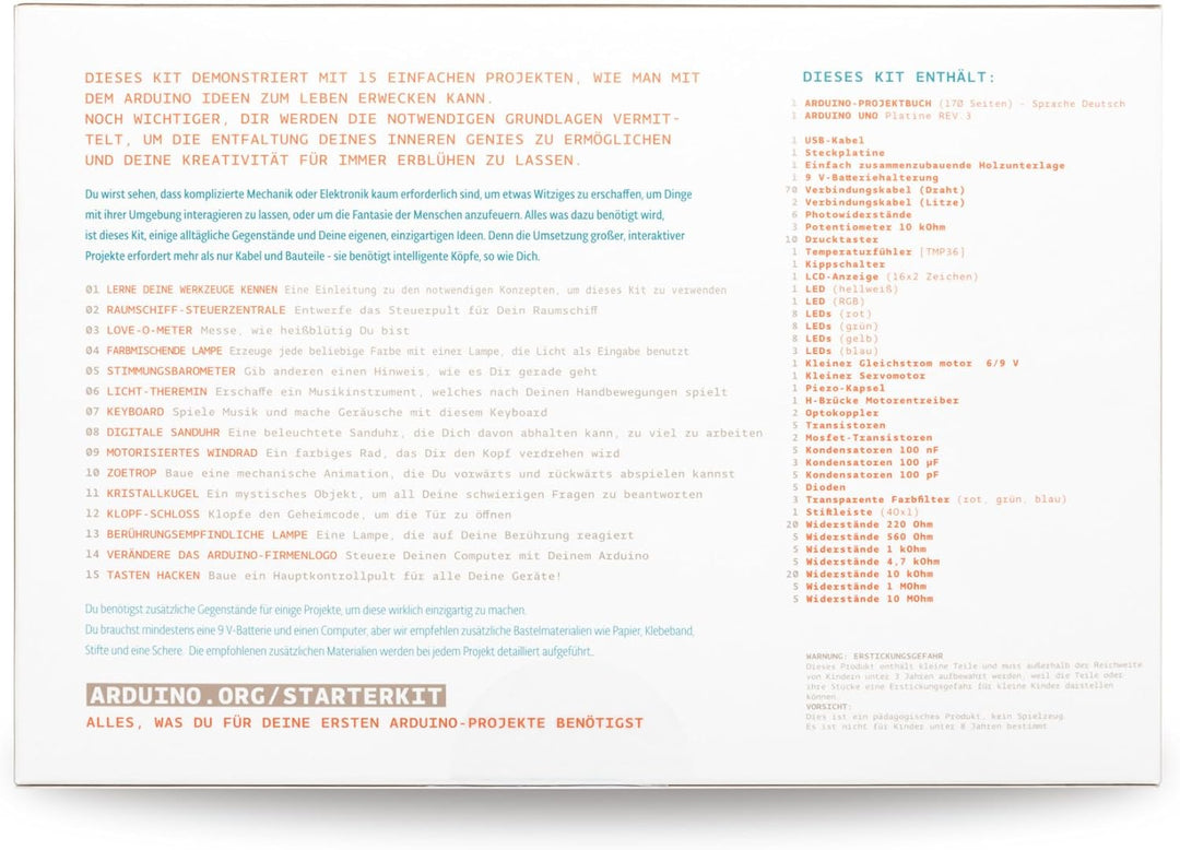Official Arduino Starter Kit [K040007] (German Project Book) - Komplettset zum Erlernen von Elektron
