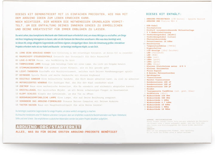 Official Arduino Starter Kit [K040007] (German Project Book) - Komplettset zum Erlernen von Elektron