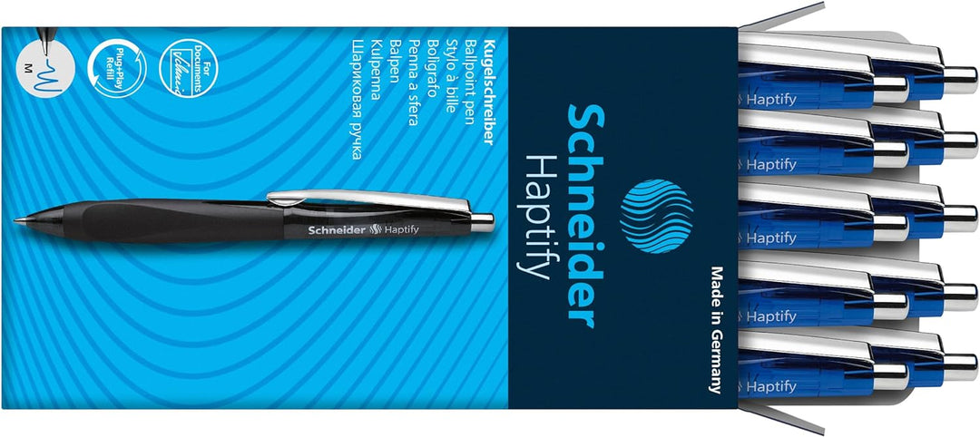 Schneider 135303 Haptify Kugelschreiber (Strichstärke Mittel) 10er Pack blau, blau