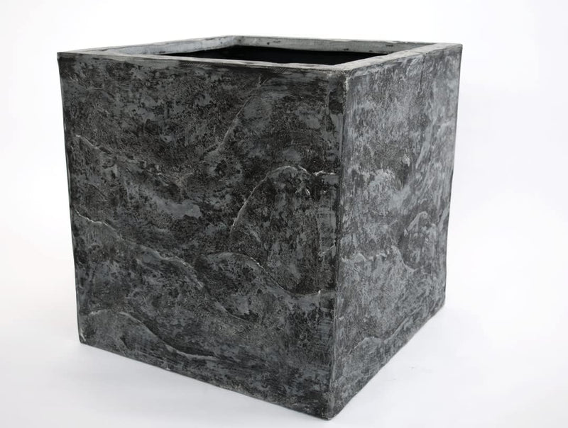 Eleganteinrichten Pflanzkübel, Blumenkübel Fiberglas Stein-Optik quadratisch 60x60x60cm anthrazit gr