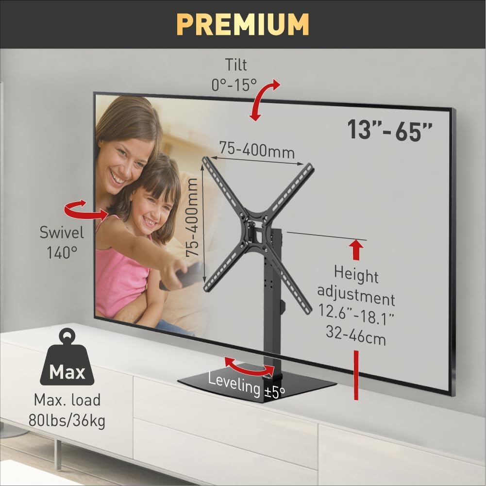 Barkan Tischplatte TV Standfuss TV Wandhalterung 29-58 Zoll Schwenkbar & Neigbare TV Ständer, hält b