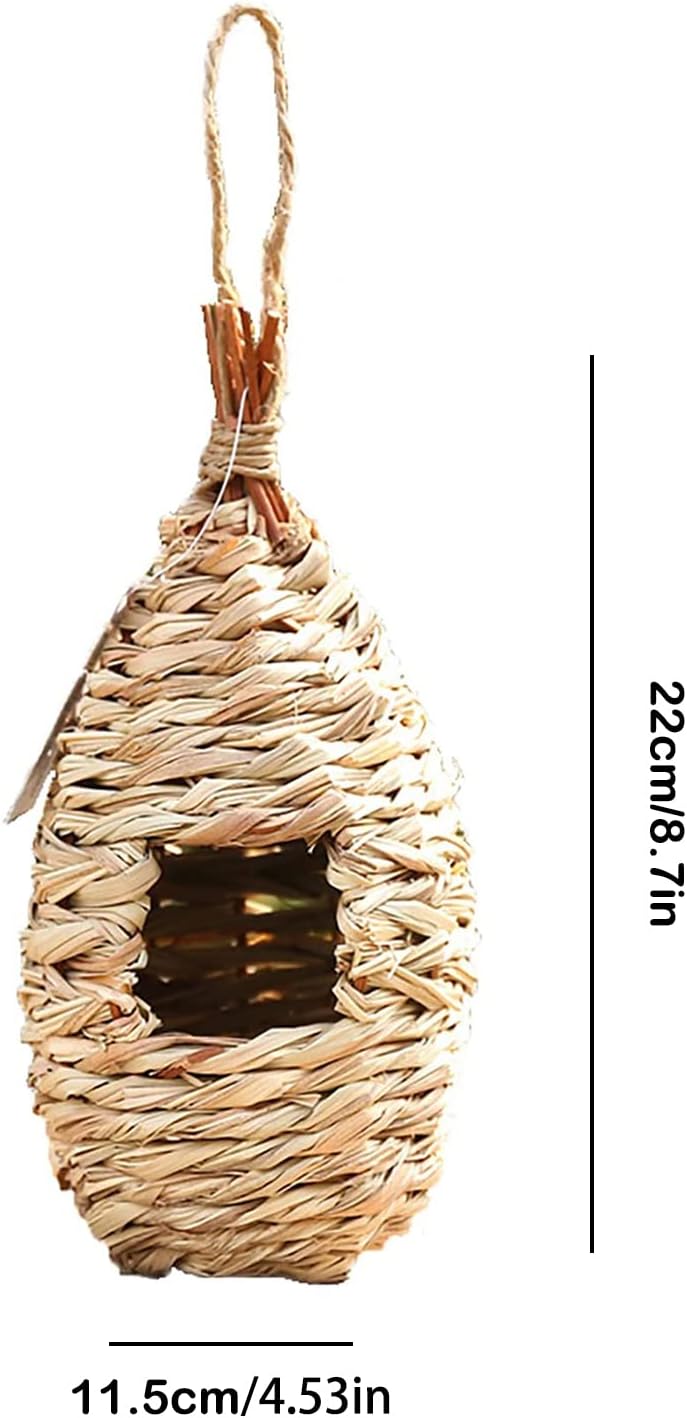 2 Stück Gras Bird Nest, Handgewebte Vogelhäuser, Verschleissfest Hängender Vogelnest, für Wellensitt