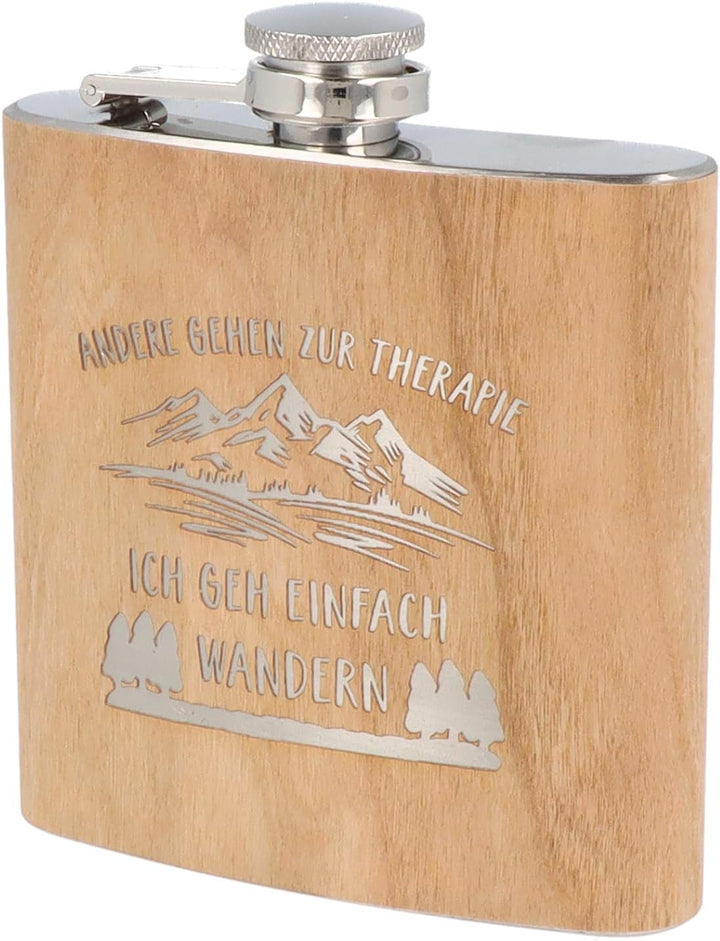 Spruchreif | Flachmann aus Edelstahl mit Gravur | Flachmann aus Holz | Geschenk für Wanderer und Ber