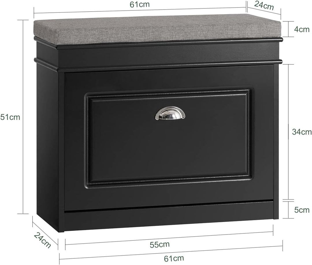 SoBuy Schuhbank mit Sitzkissen und Stauraum Schuhschrank mit Klappe, Schuhregal schmal platzsparende