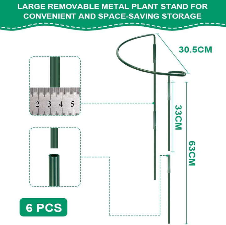 OFFCUP Pflanzenstützen, 6 Stück Pflanzenhalter Ringkäfig 30 * 60CM Staudenhalter Halbrund Metall Str