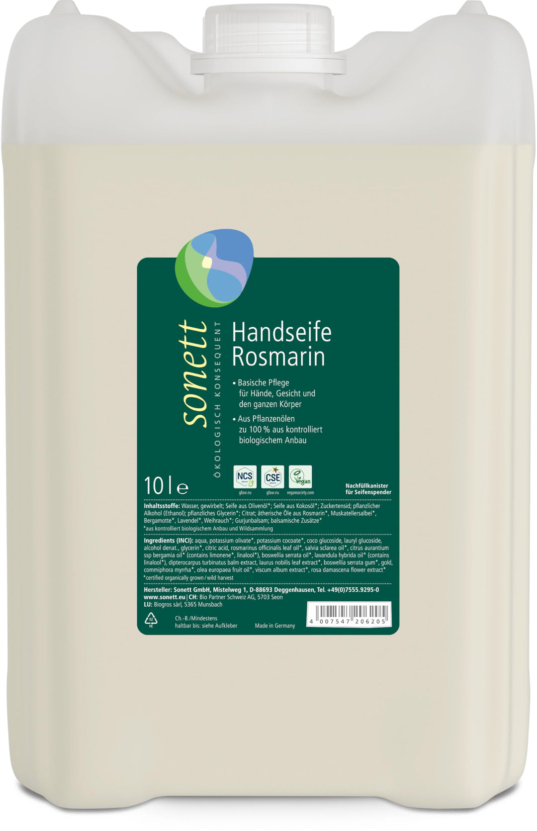 Sonett Handseife Rosmarin, 10 Liter 10 l (1er Pack), 10 l (1er Pack)