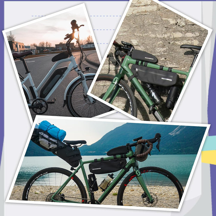 ROCKBROS Fahrrad Rahmentasche wasserdichte Fahrradtasche MTB Lenkertasche Oberrohrtasche Schwarz 1L