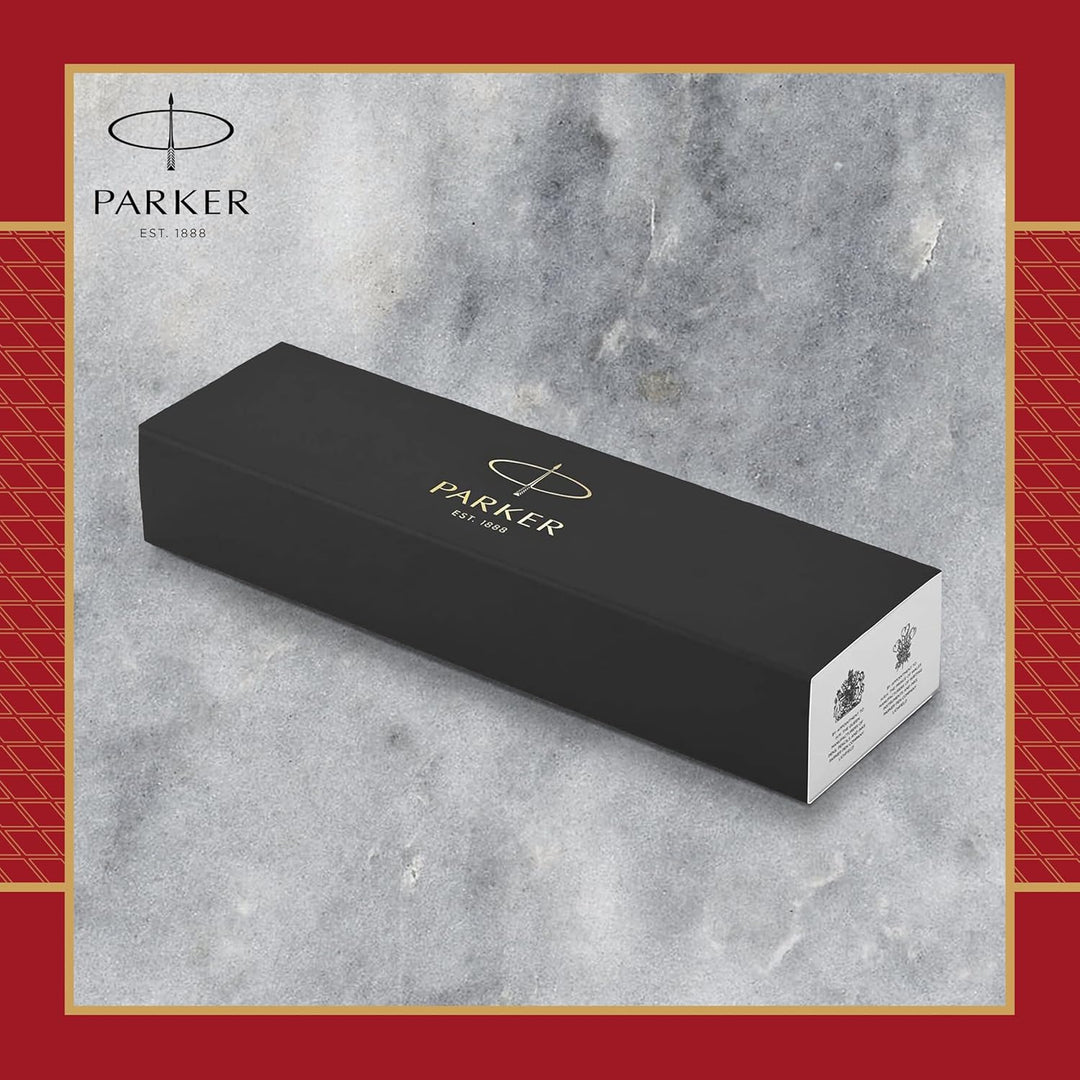 Parker IM Kugelschreiber, rote Premiumlackierung mit goldenen Zierteilen, mittlere Schreibspitze mit