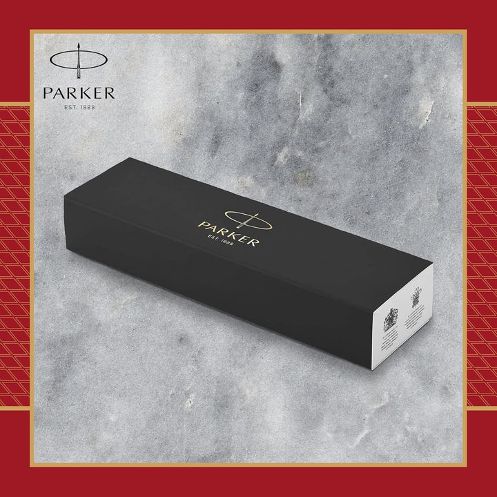Parker IM Kugelschreiber, rote Premiumlackierung mit goldenen Zierteilen, mittlere Schreibspitze mit