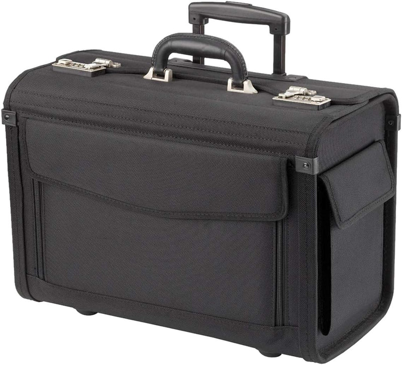 Aktenkoffer Trolley Pilotenkoffer Laptop 2 Rollen Koffer Schwarz 46 cm Bowatex