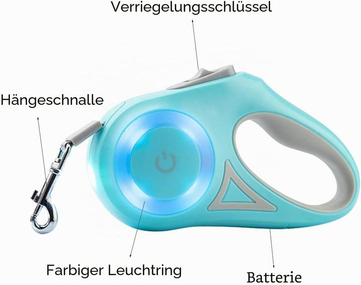 Ausziehbare LED-Hundeleine, Ausziehbare Haustierleine Mit Buntem LED-Licht, Ergonomischer Griff, Hun