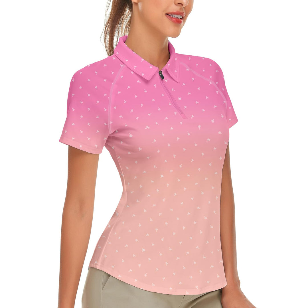 Soneven Atmungsaktiv Poloshirt Damen Leichtes Sportshirt Tailliert Karierte Bluse UPF 50+ Kurzarm 1/