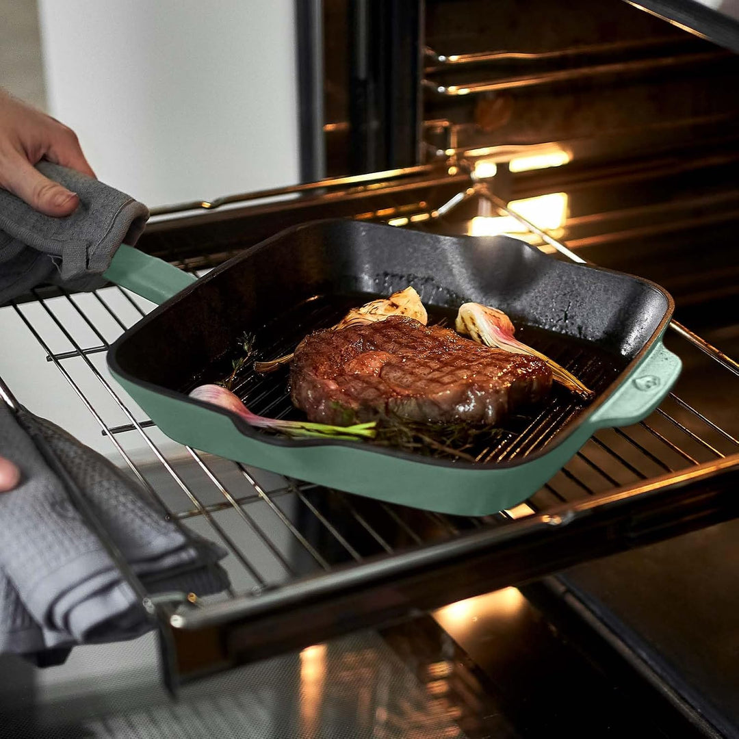 SPRINGLANE Gusseisen Grillpfanne Mint, 26 cm - Emailliert - Steakpfanne mit Grillstreben - Für alle