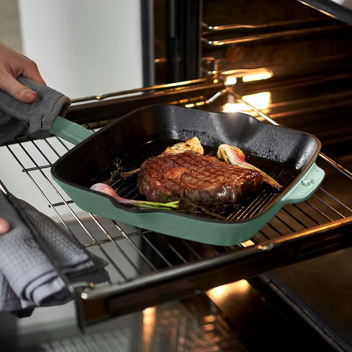 SPRINGLANE Gusseisen Grillpfanne Mint, 26 cm - Emailliert - Steakpfanne mit Grillstreben - Für alle