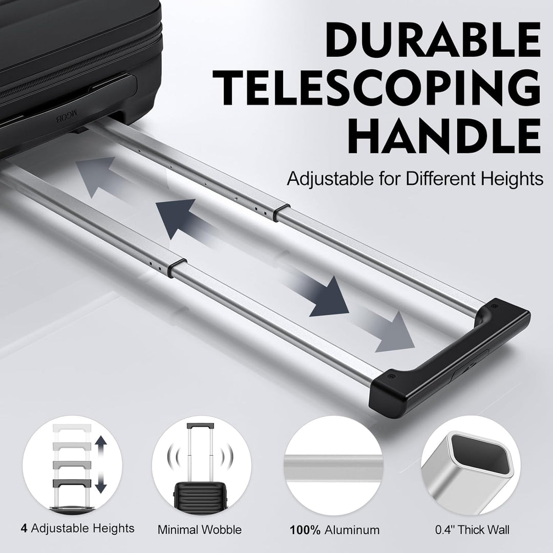 MGOB Koffer Handgepäck Hartschalen Trolley Polycarbonat Leicht Reisekoffer mit TSA-Schloss, 55x36x21