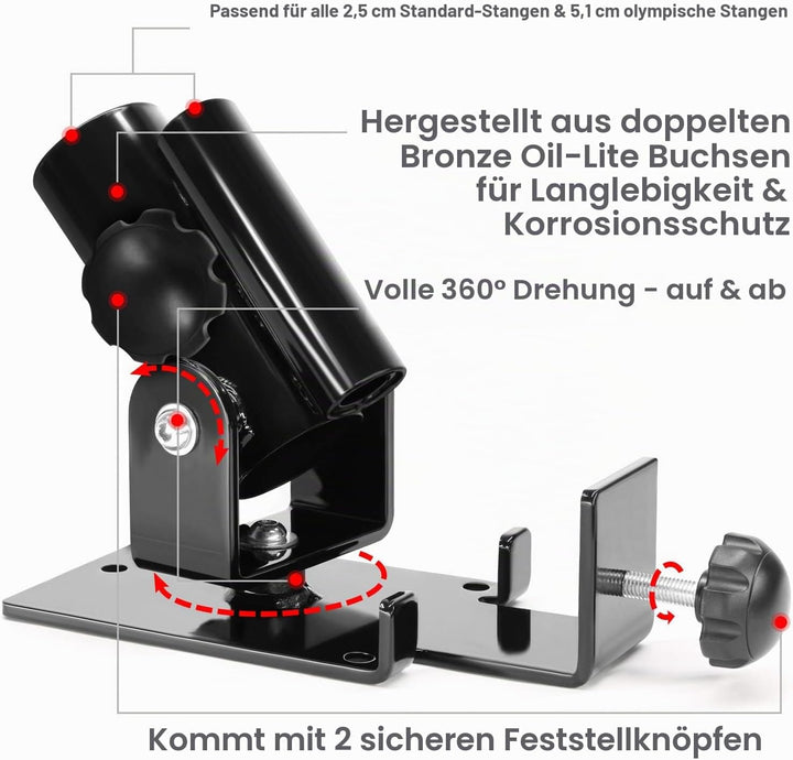 Yes4All Deluxe T-Bar Row Plattform - 360° schwenkbar - Passend für 1" Standard und 2" Olympiastangen