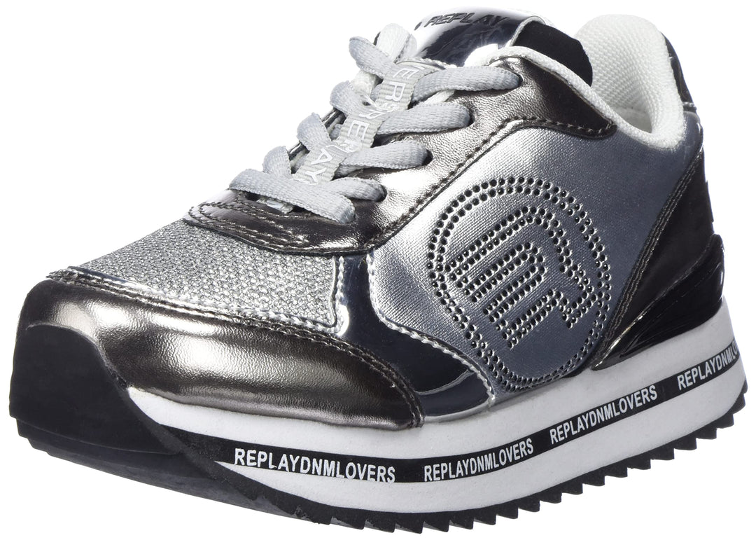 Replay Mädchen Penny Jr Sneaker 32 EU 051silver Black, 32 EU 051silver Black