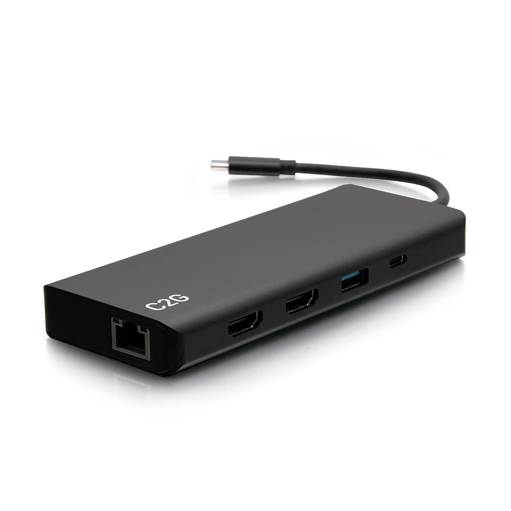 C2G USB-C® 9-in-1 Dual Display Docking Station mit HDMI®, Ethernet, USB, 3,5-mm-Audio und Power Deli