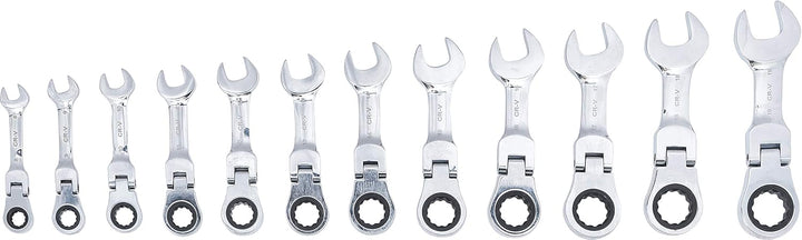BGS Diy 30003 | Ratschenring-Maulschlüssel-Satz | extra kurz | SW 8 - 19 mm | 12-tlg., extra kurz |