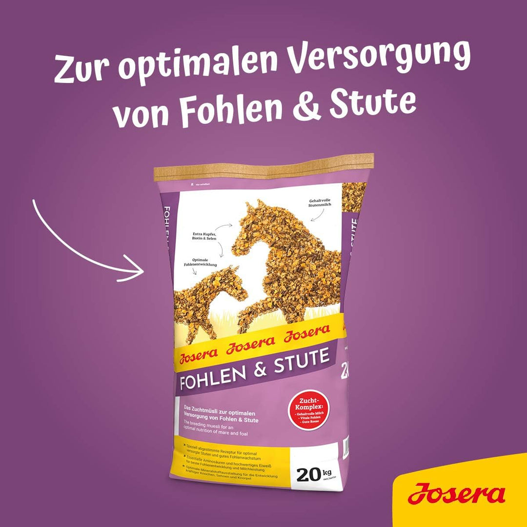 JOSERA Fohlen &amp; Stute (1 x 20 kg) | Premium Pferdefutter | Zuchtmüsli | gehaltvolle Stutenmilch | op