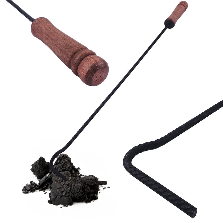 Feuerhaken mit Holzgriff 51 cm Schüreisen Schürhaken Glutkratzer Kaminzubehör Kaminbesteck Stocheise