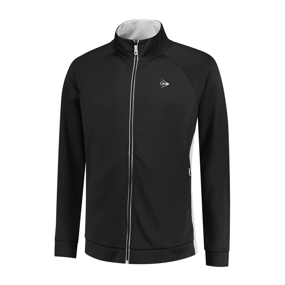 DUNLOP Kinder Sport Tennis Jacke – Club Line, Knitted Jacket, Jungen Schwarz 128, Schwarz 128